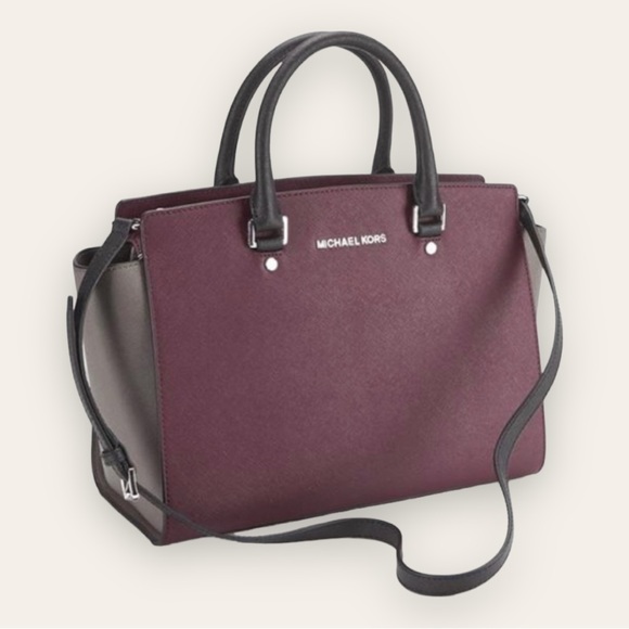 MICHAEL Michael Kors - Selma Top Trio Colorblock Saffiano Leather Satchel. - Picture 3 of 13